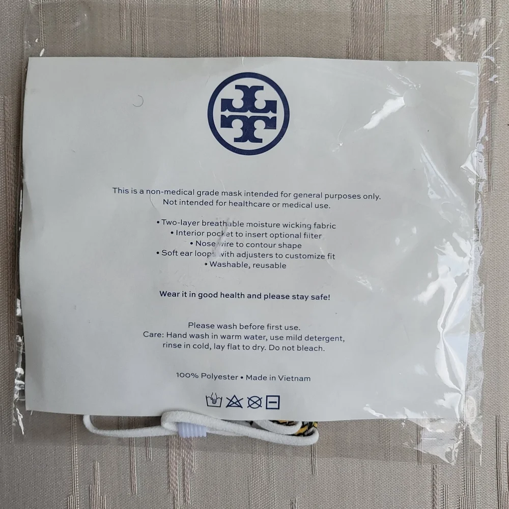 Tory Burch Yellow Green White Gemini Link Print Face Mask